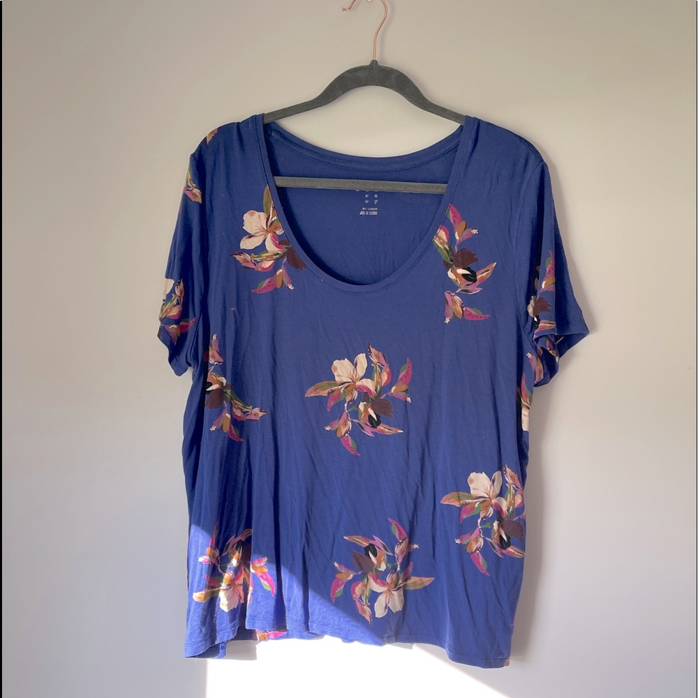 Blue Floral Soft Blouse